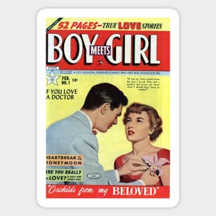 Vintage Romance Comic Book Cover - Boy Meets Girl Sticker